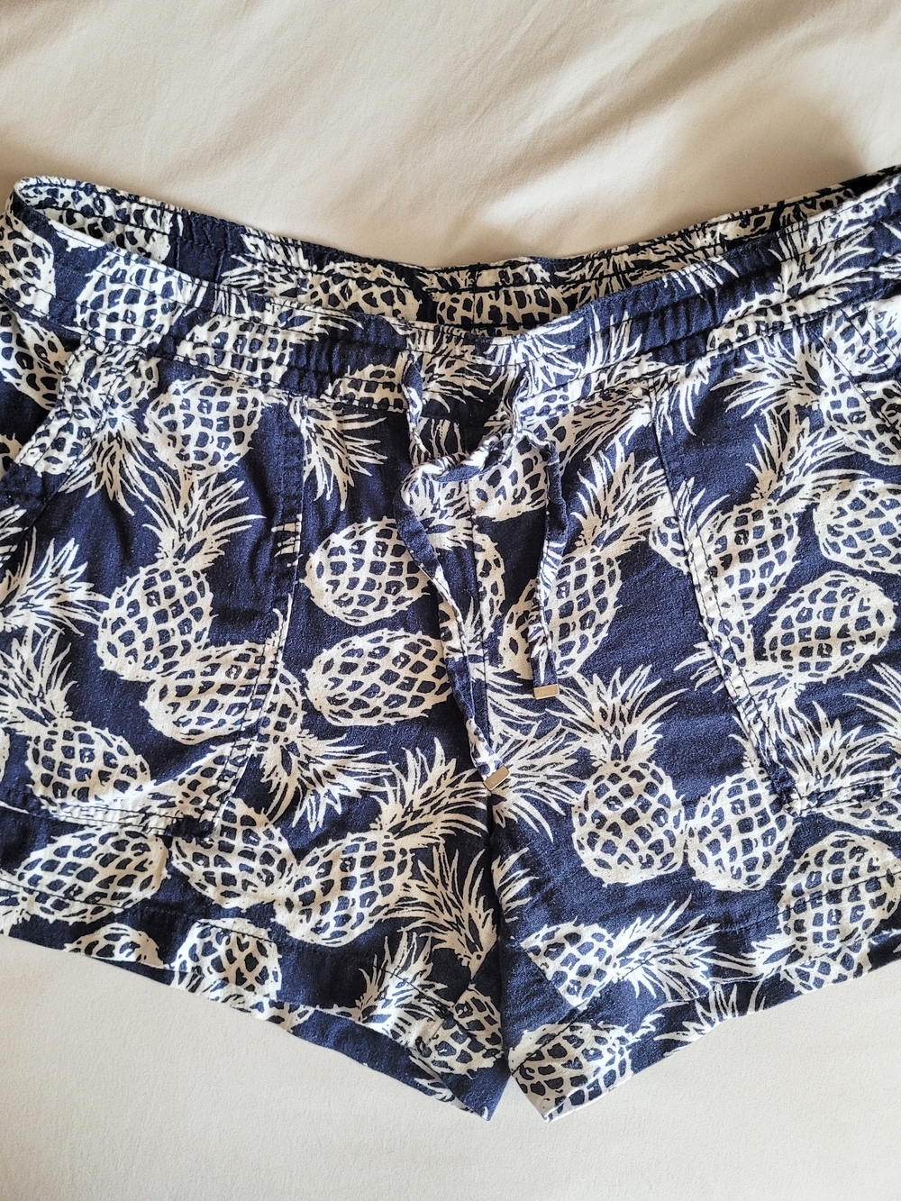 St. John's Bay Navy and White Pineapple Print High Waist Shorts